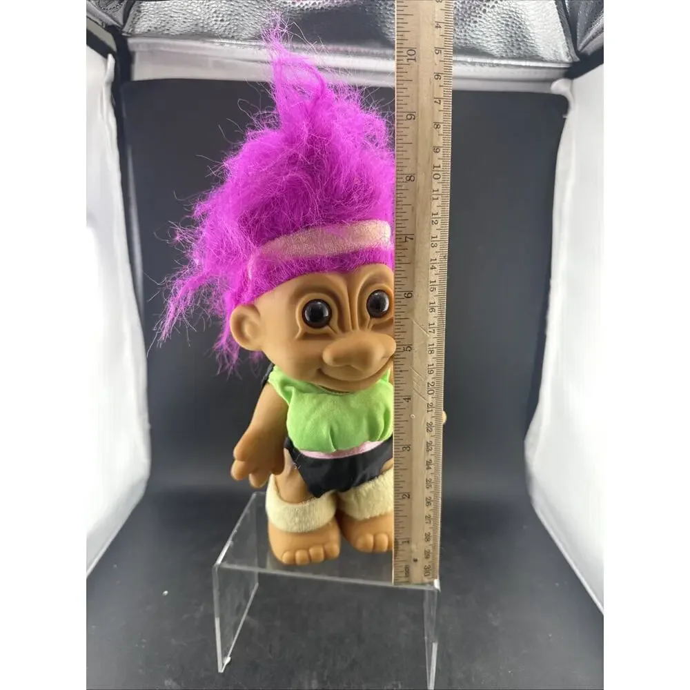 Vintage Russ Berrie Troll Doll 9” #18443 Aerobics Workout Pink Hair 1990s